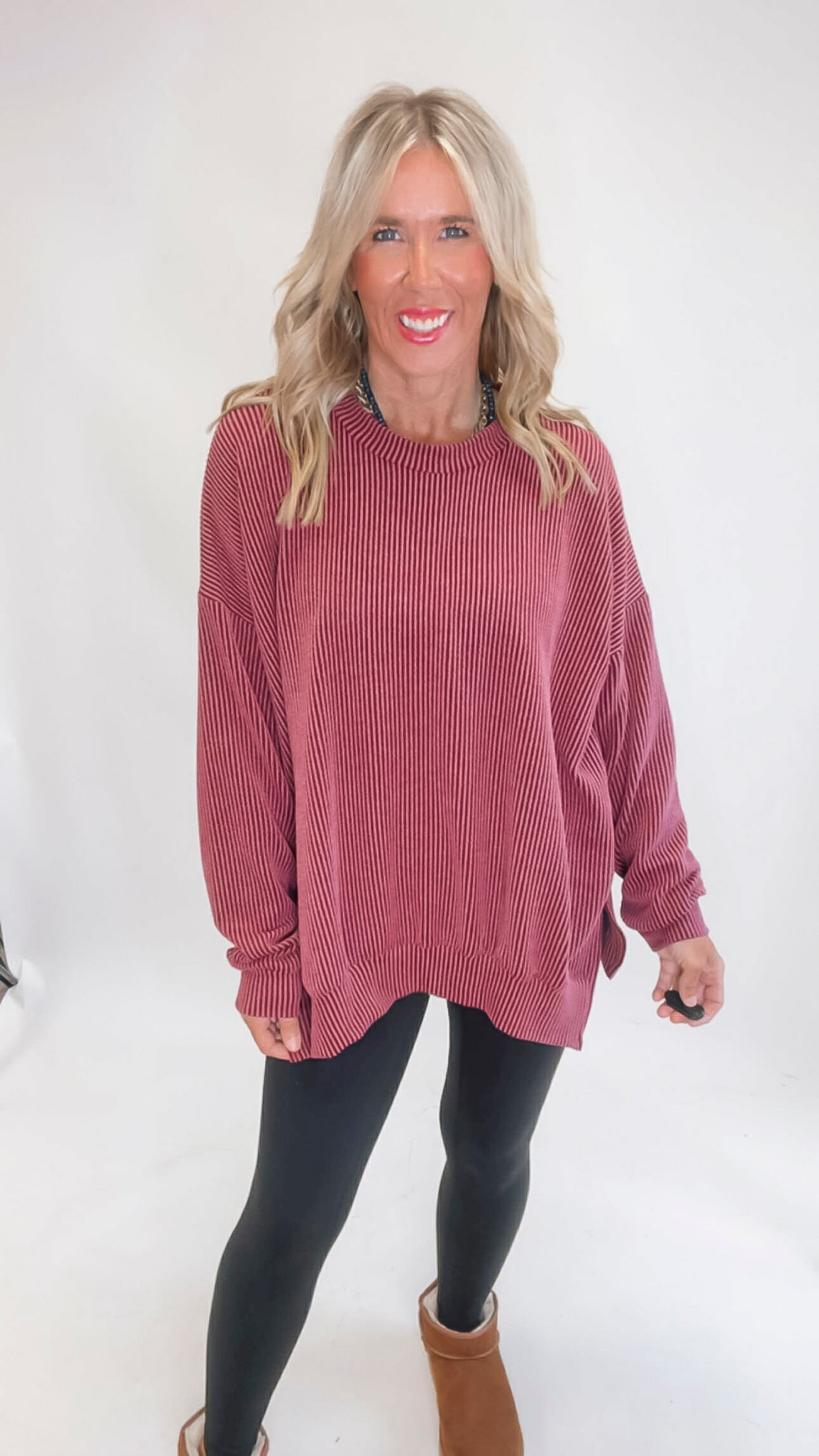 Sara's Steals & Deals: Wave Rib Oversized Sweatshirt With Side Slit (11 COLORS)