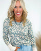 Leopard Sweater Knit Top with Thumb Holes