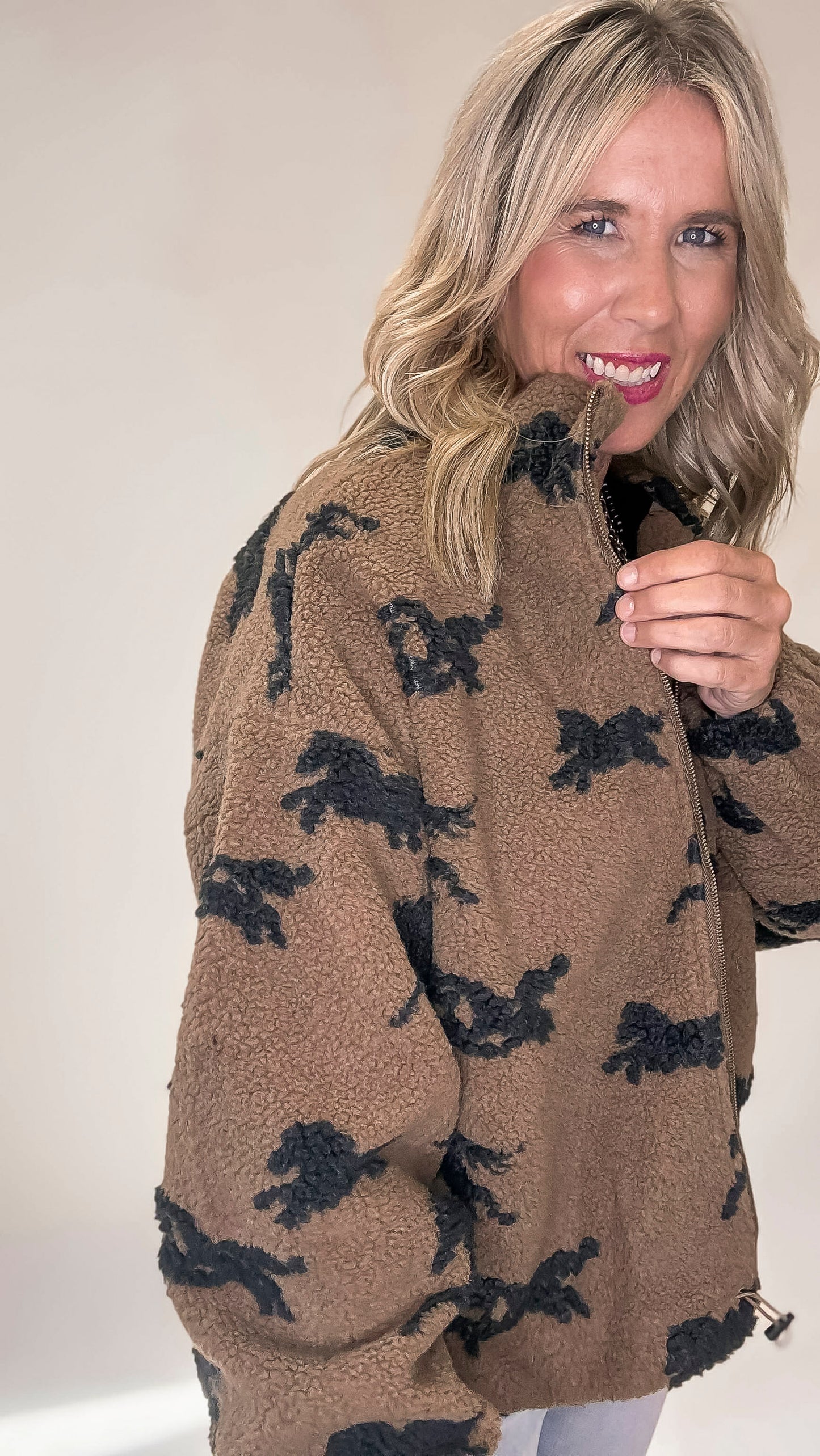 Wild Horses Sherpa Zip Up Jacket