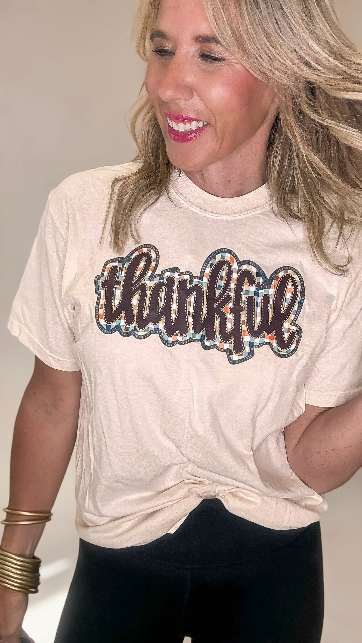 Thankful Plaid Garment Graphic T-shirt
