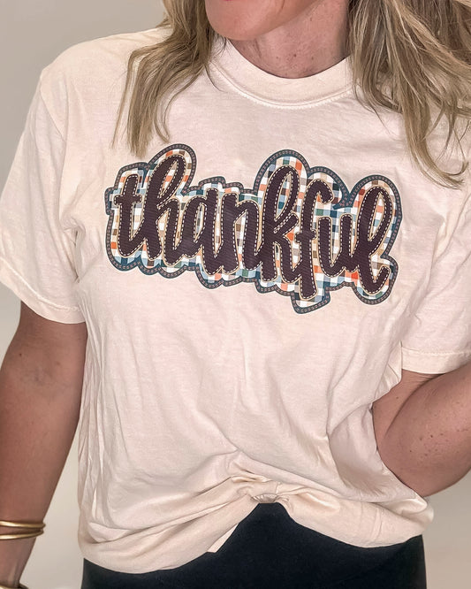 Thankful Plaid Garment Graphic T-shirt