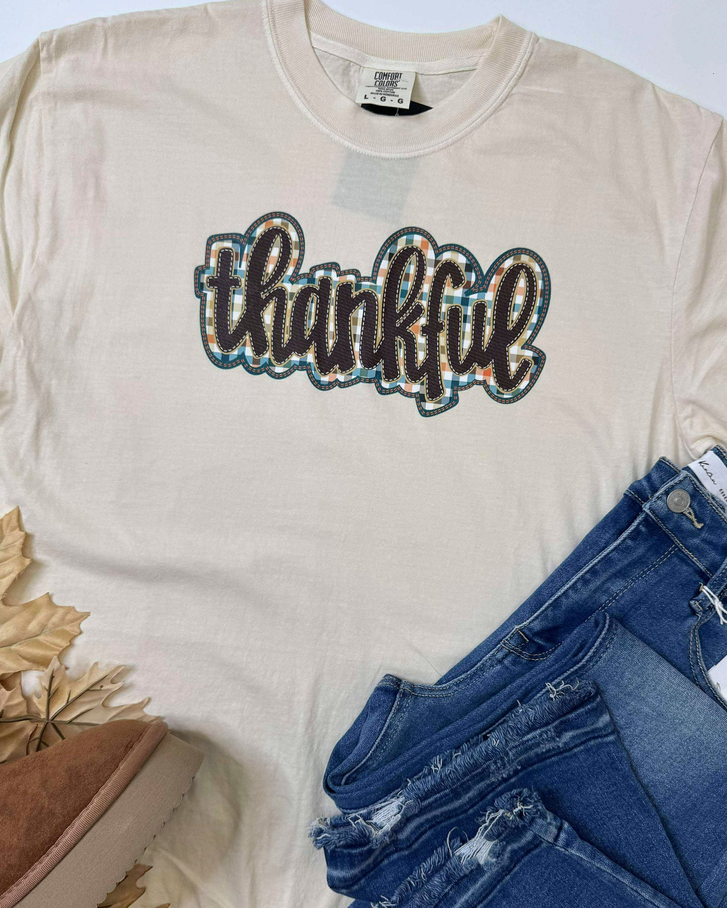 Thankful Plaid Garment Graphic T-shirt