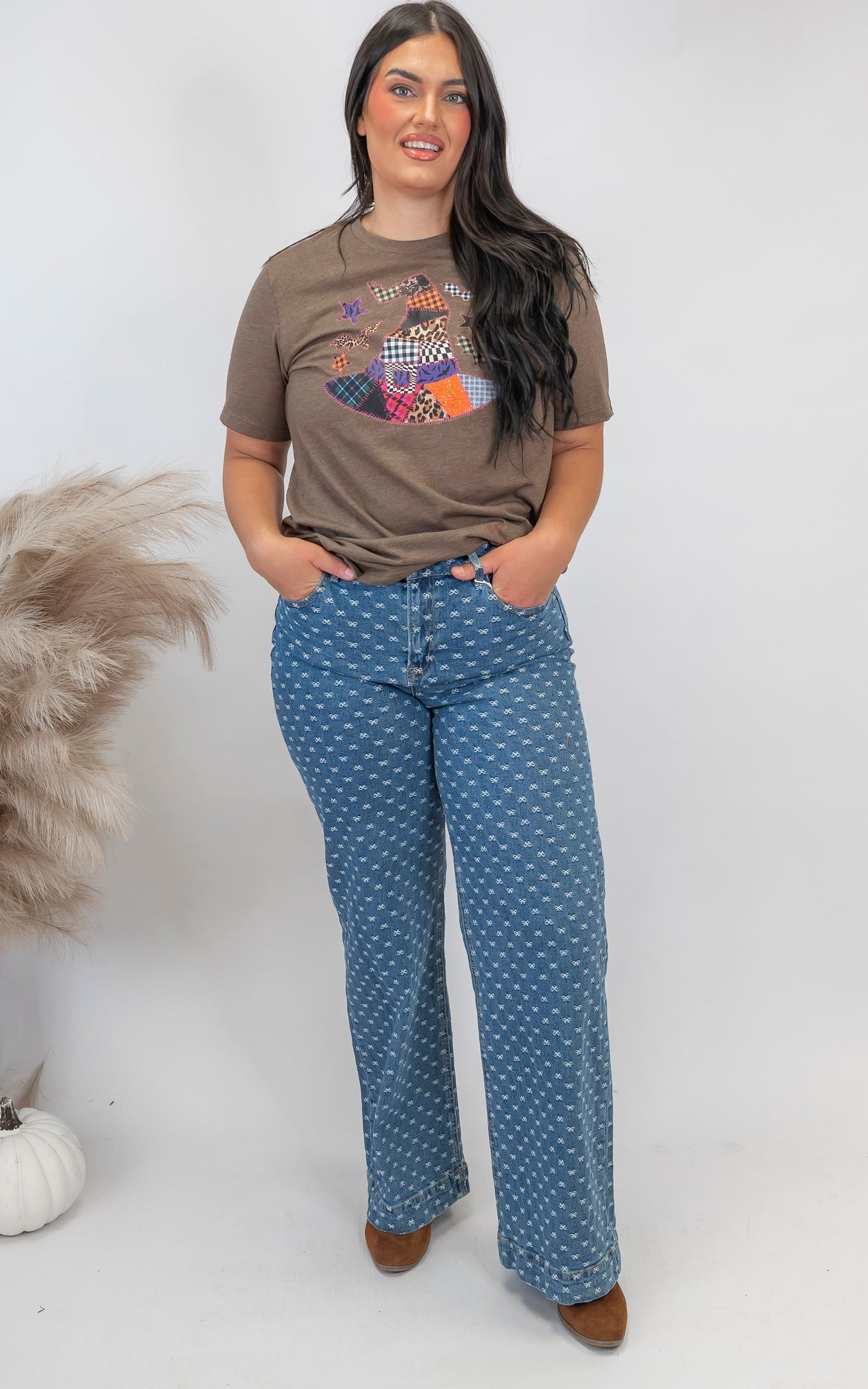 Haunted Patchwork Witch Graphic T-shirt