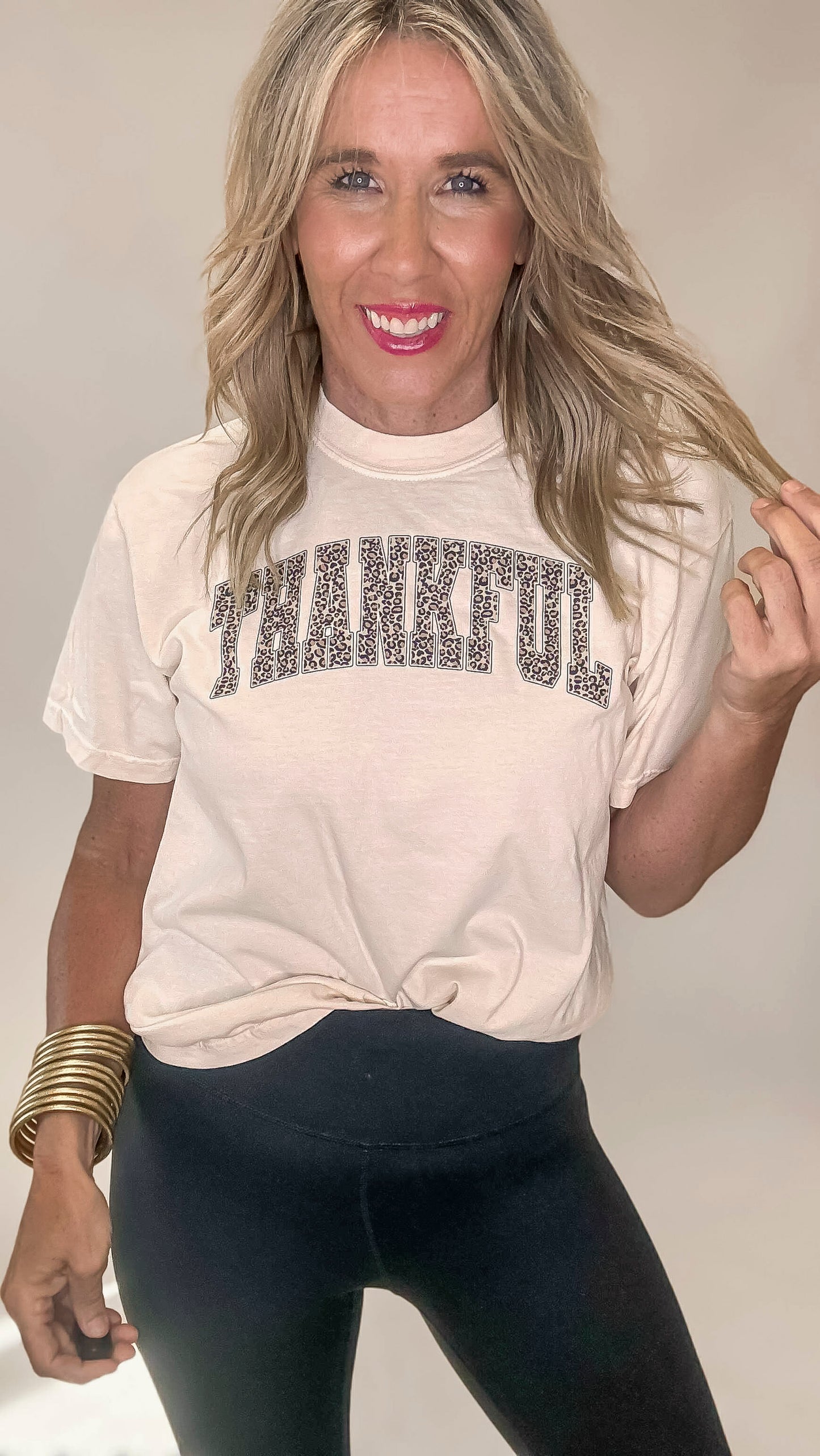 Leopard Thankful Garment Graphic T-shirt