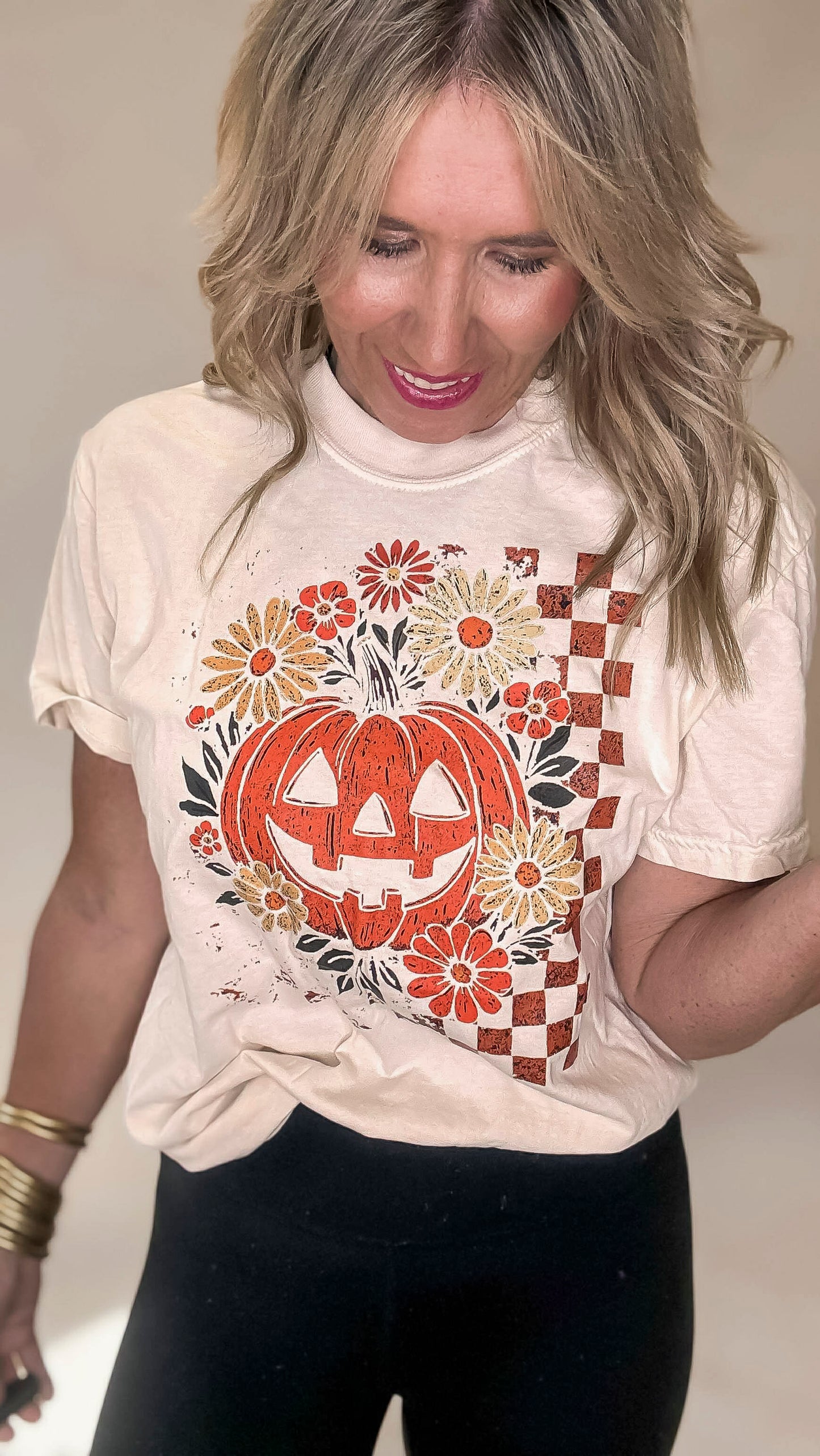 Pumpkins and Flowers Garment Graphic T-shirt