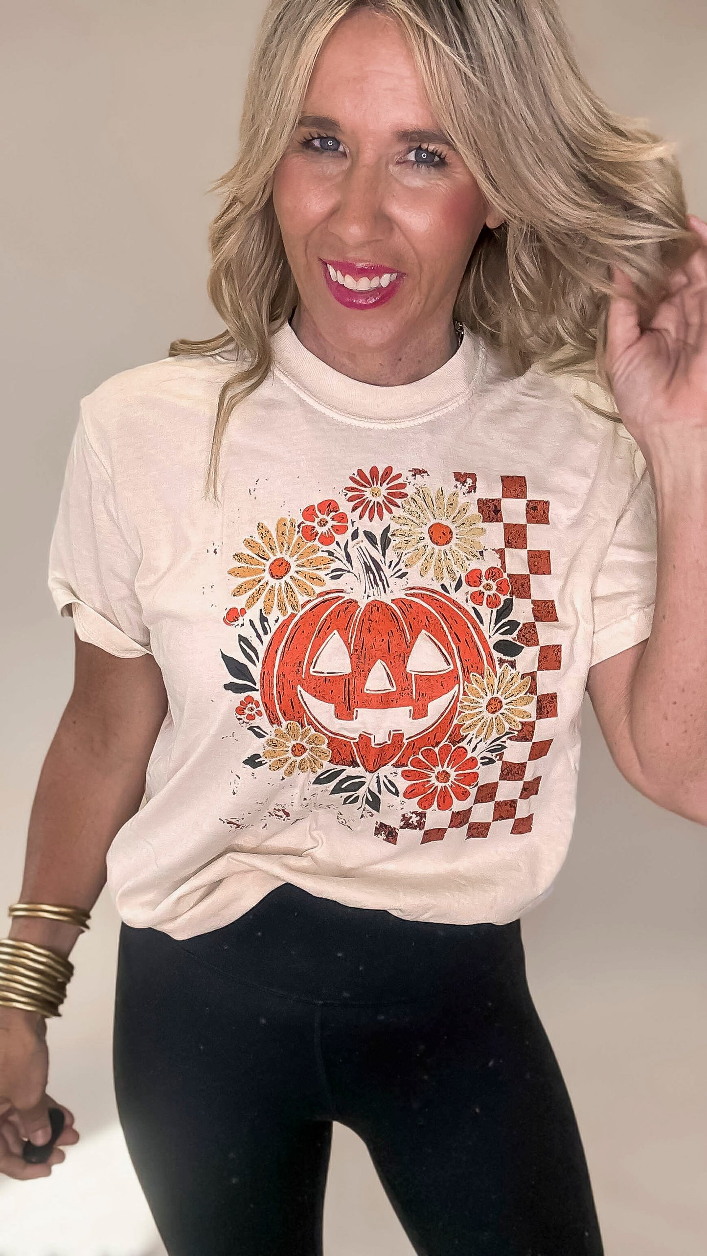 Pumpkins and Flowers Garment Graphic T-shirt