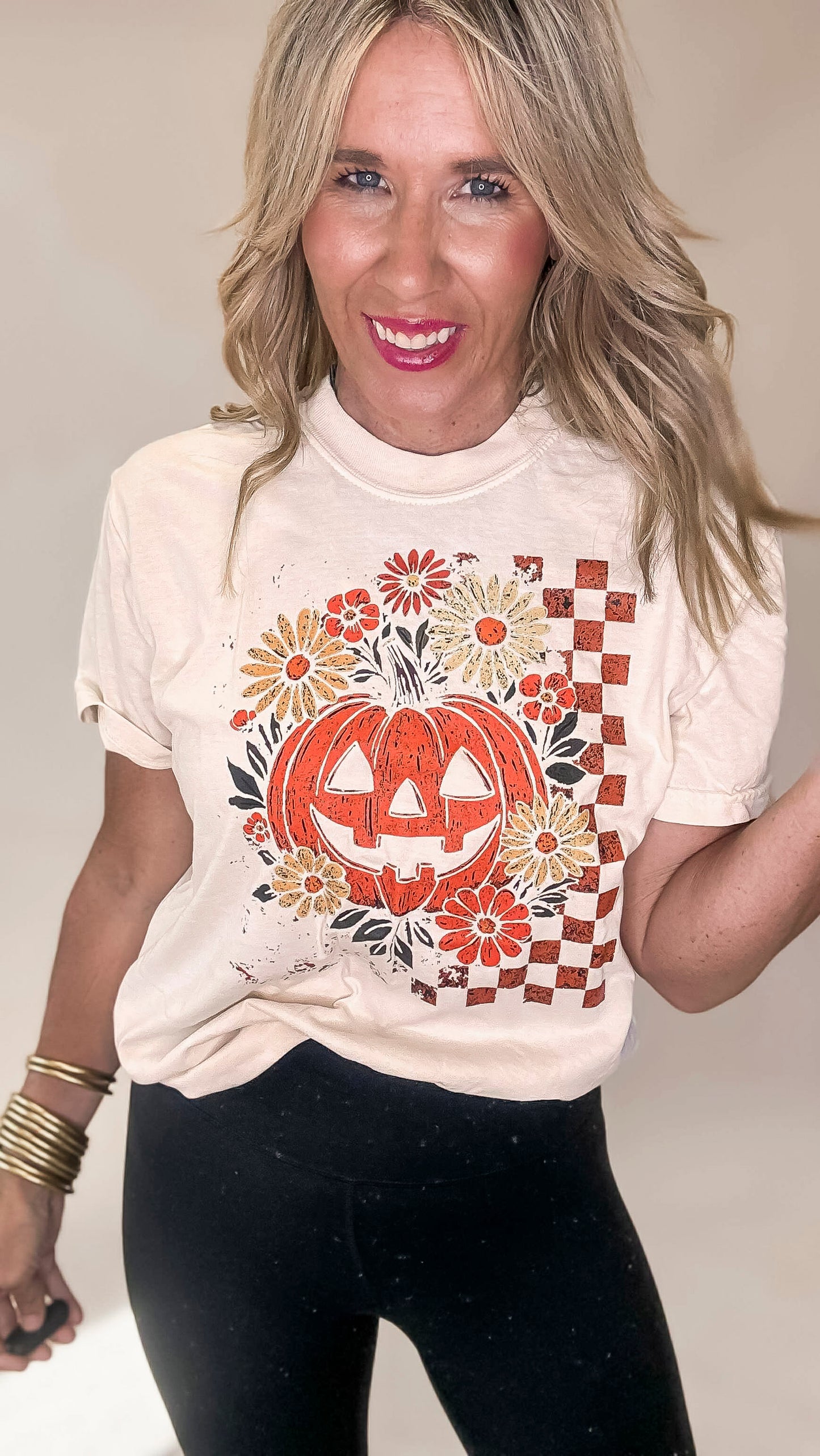 Pumpkins and Flowers Garment Graphic T-shirt