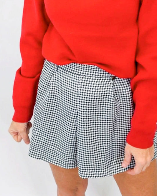 Houndstooth Pleated Shorts