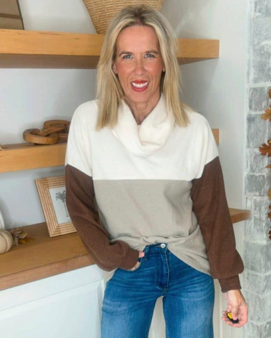 Ivory Paulina Color Block Top