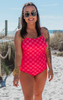 SALTY WAVE Hot Pink Checked One Piece Swimsuit -FINAL SALE