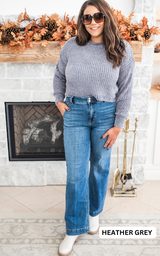heather grey Chenille Cropped Sweater
