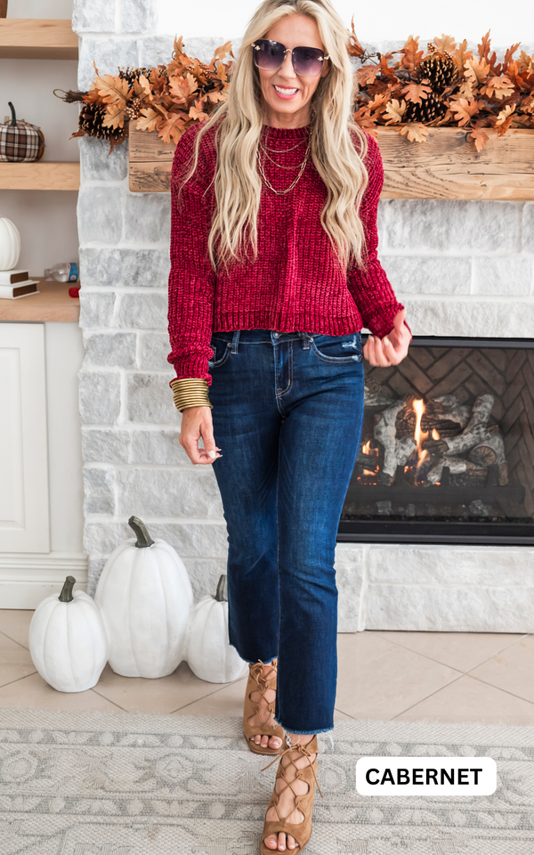 cabernet Chenille Cropped Sweater