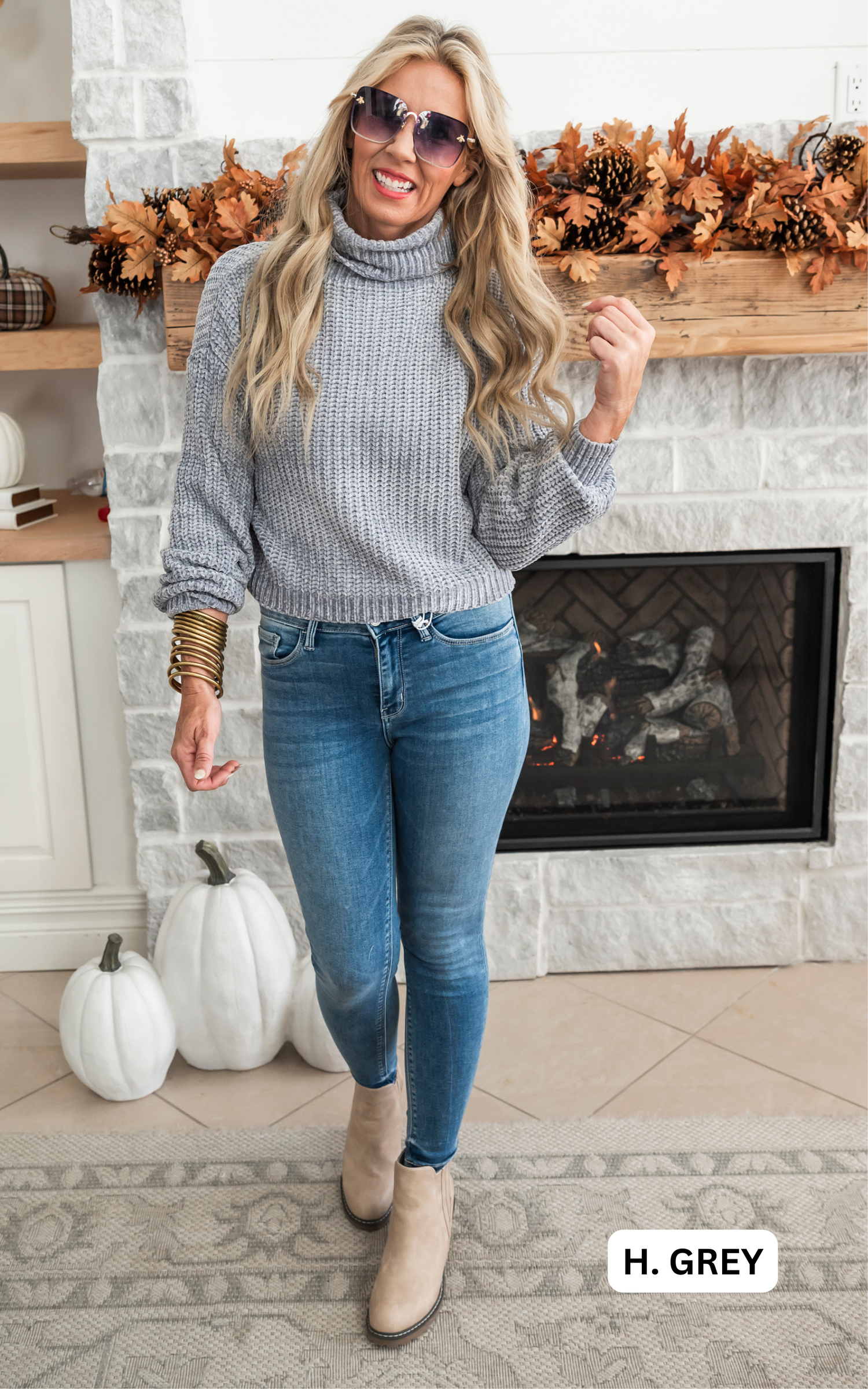 H GREY Chenille Turtleneck Sweater