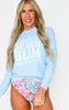 Beach Bum Garment Dyed Long Sleeve Graphic Top - Final Sale