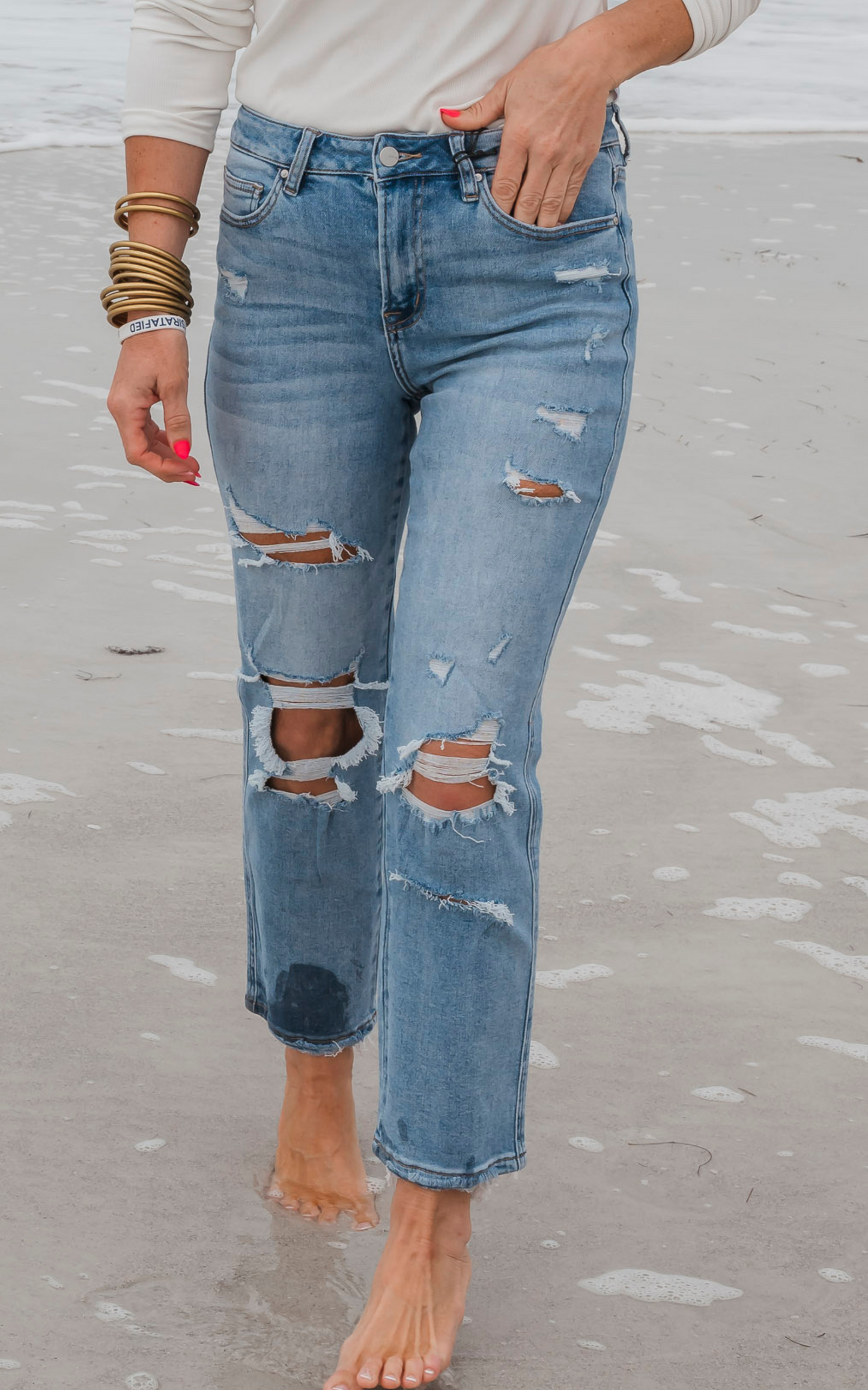 The Holy Grail Boyfriend Distressed Denim Jean | Mica Collab w/ Bad Habit *30A SEPT PREORDER