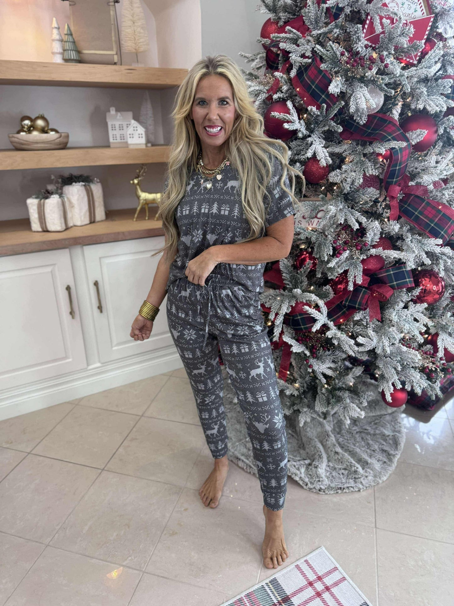 Black Reindeer Jogger Pajama Set by Salty Wave (TOP & BOTTOM) *