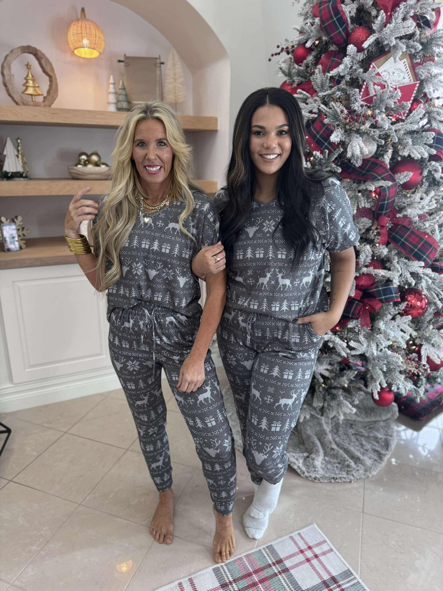 Black Reindeer Jogger Pajama Set by Salty Wave (TOP & BOTTOM) *