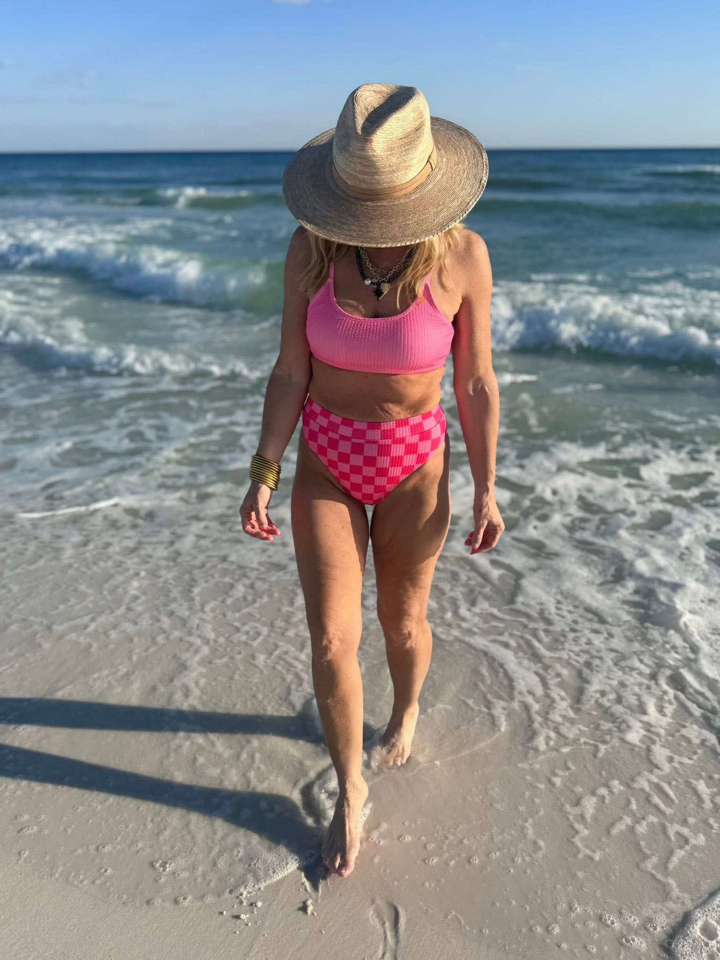 Pink CheckMate Beach Bikini Swimsuit | Salty Wave - Final Sale