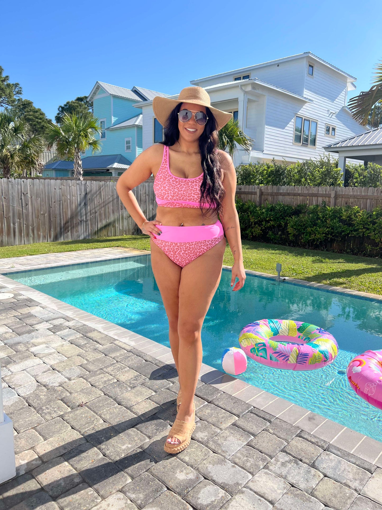 Pink Leopard Beach Bikini Swimsuit | Salty Wave - Final Sale