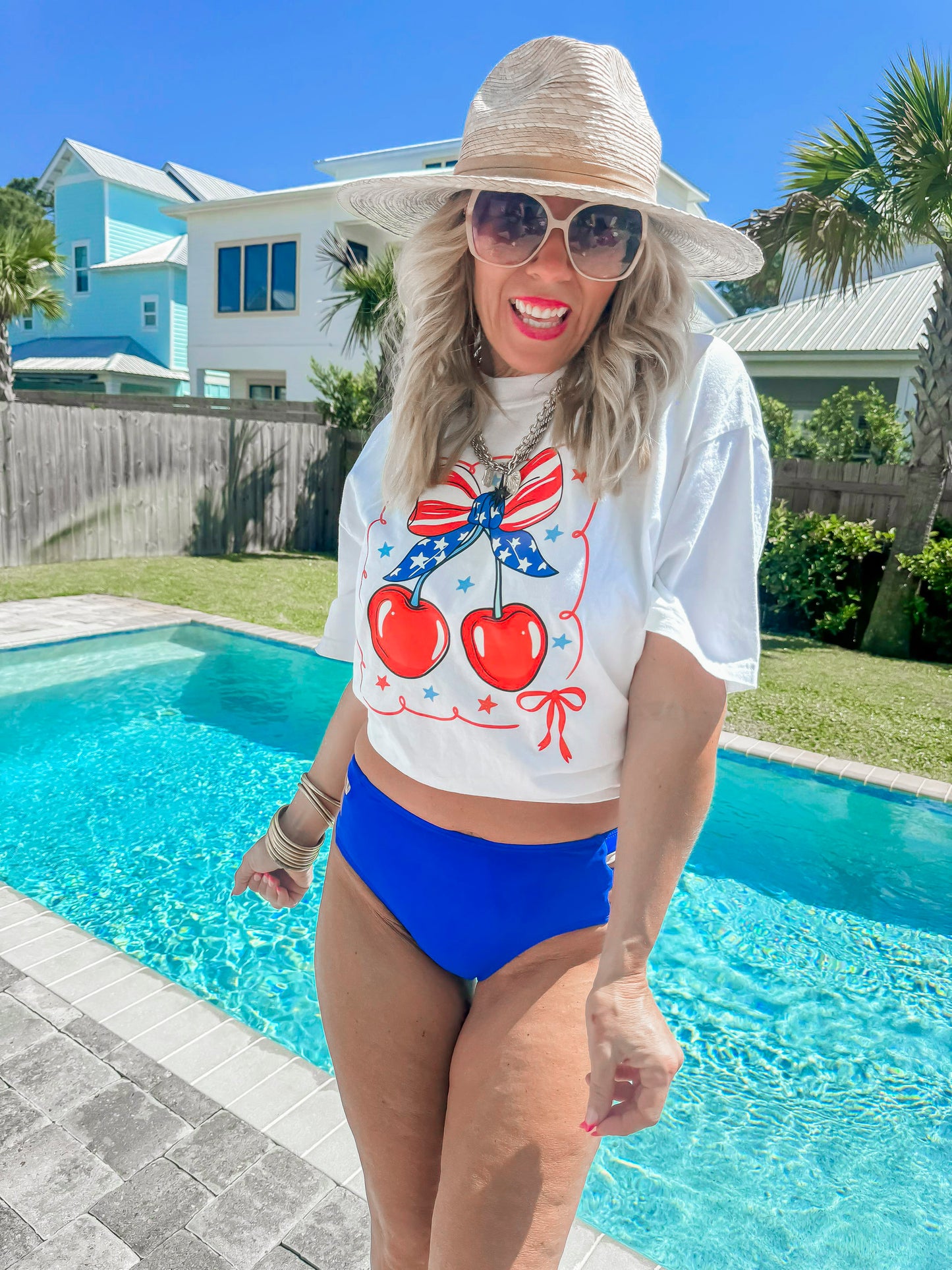 Red White & Cherry Garment Dyed Graphic T-shirt