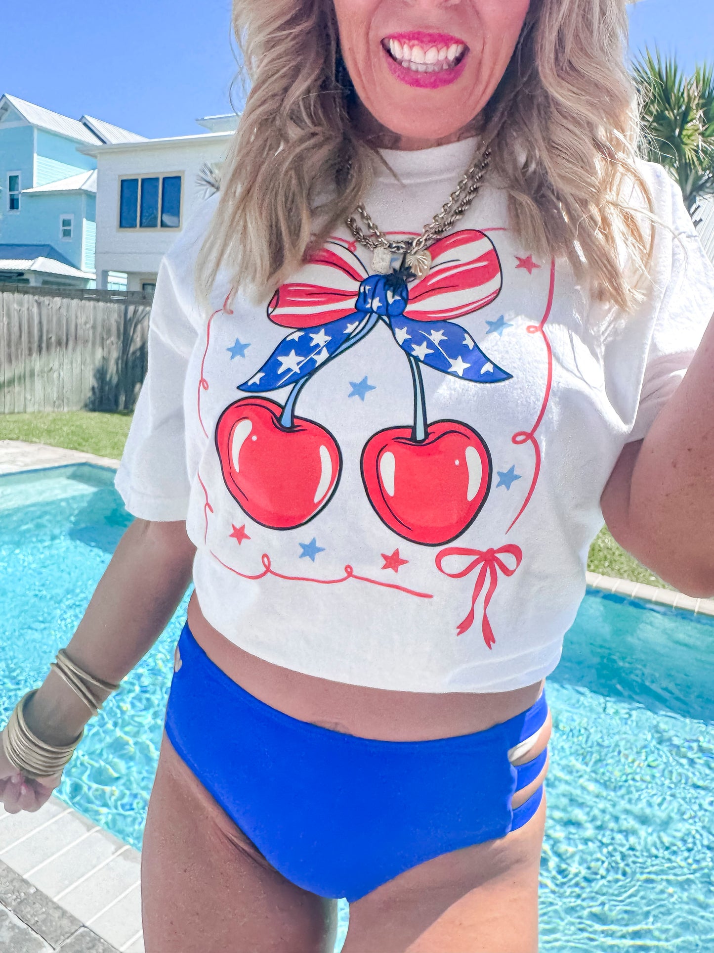 Red White & Cherry Garment Dyed Graphic T-shirt