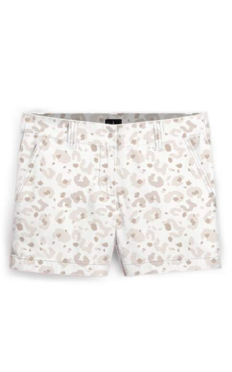 Cream Leopard Perfect Everyday Chino Shorts by Salty Wave