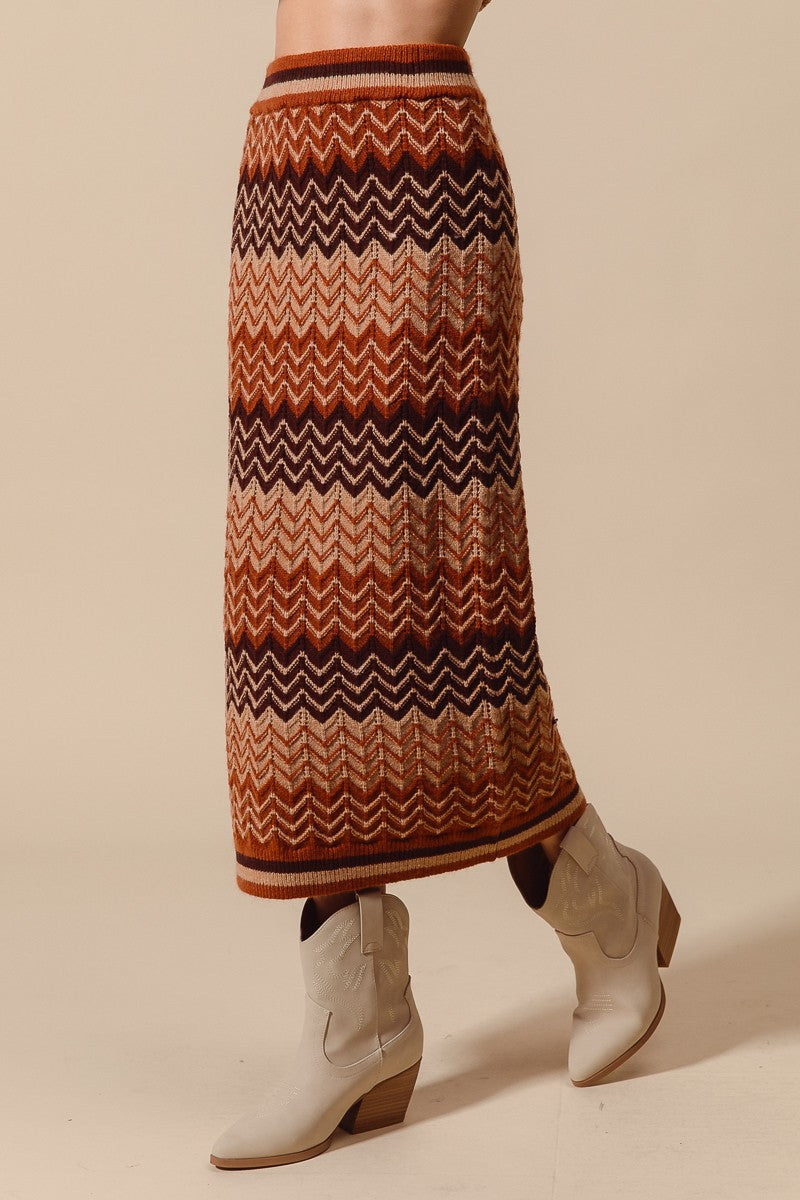 Multi Color Chevron Knit Sweater Maxi Skirt | SO ME *LA LIVE PREORDER 2.2.2.1