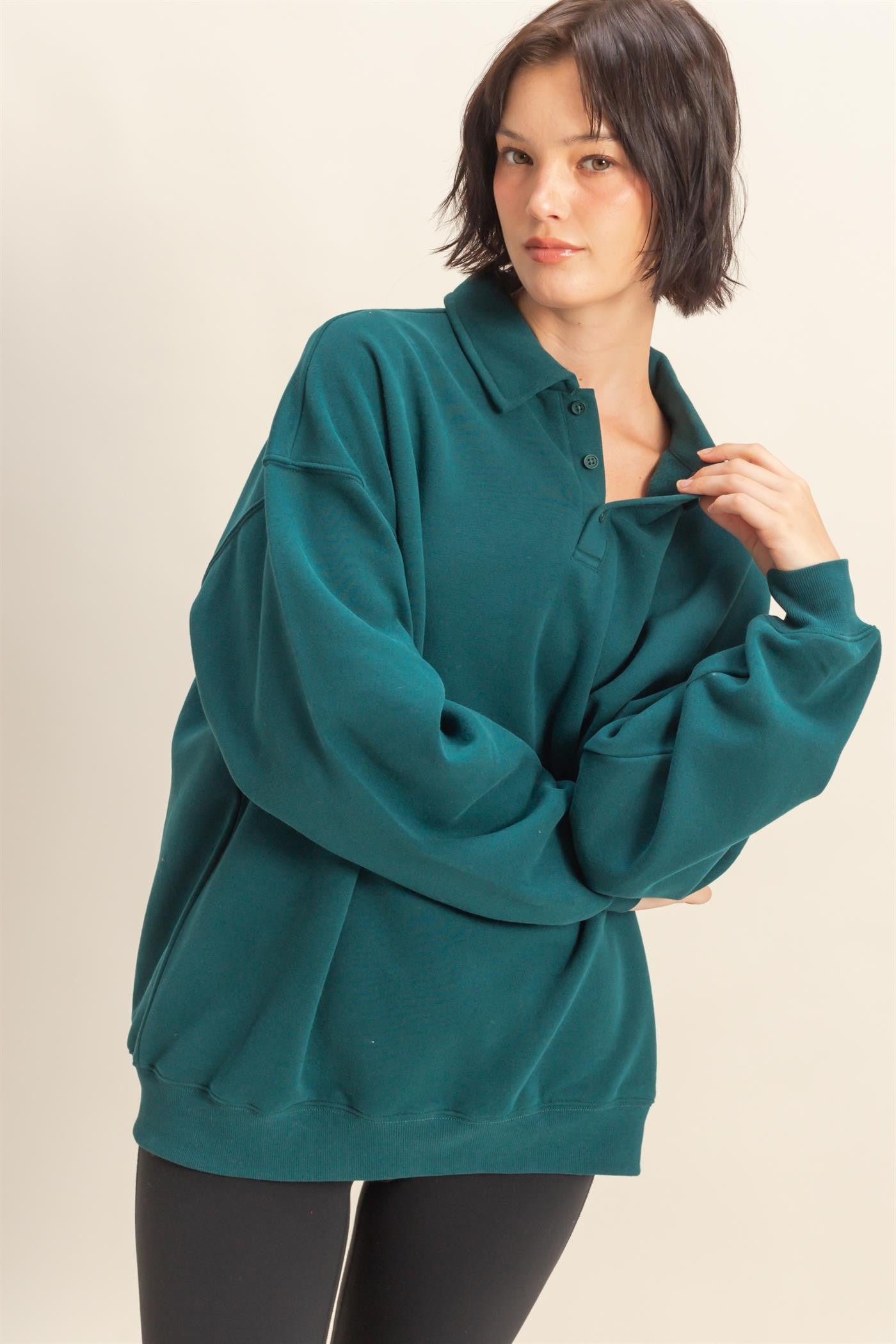 Oversized Polo Collared Pullover (6 COLORS) | HYFVE *LA LIVE PREORDER