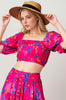Gulf Breeze Blooms Puff Sleeve Crop Top | DAVI & DANI - Final Sale