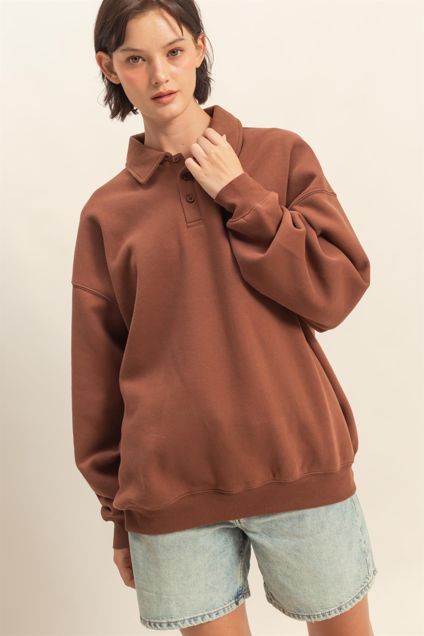 Oversized Polo Collared Pullover (6 COLORS) | HYFVE *LA LIVE PREORDER