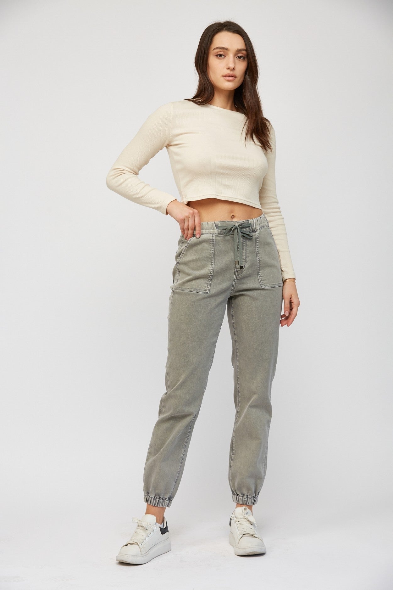 Ash Grey High Rise Jogger Crop | Mica** - Final Sale