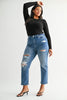 Vintage Blue Super High Straight Crop Denim Jean | MICA *PREORDER