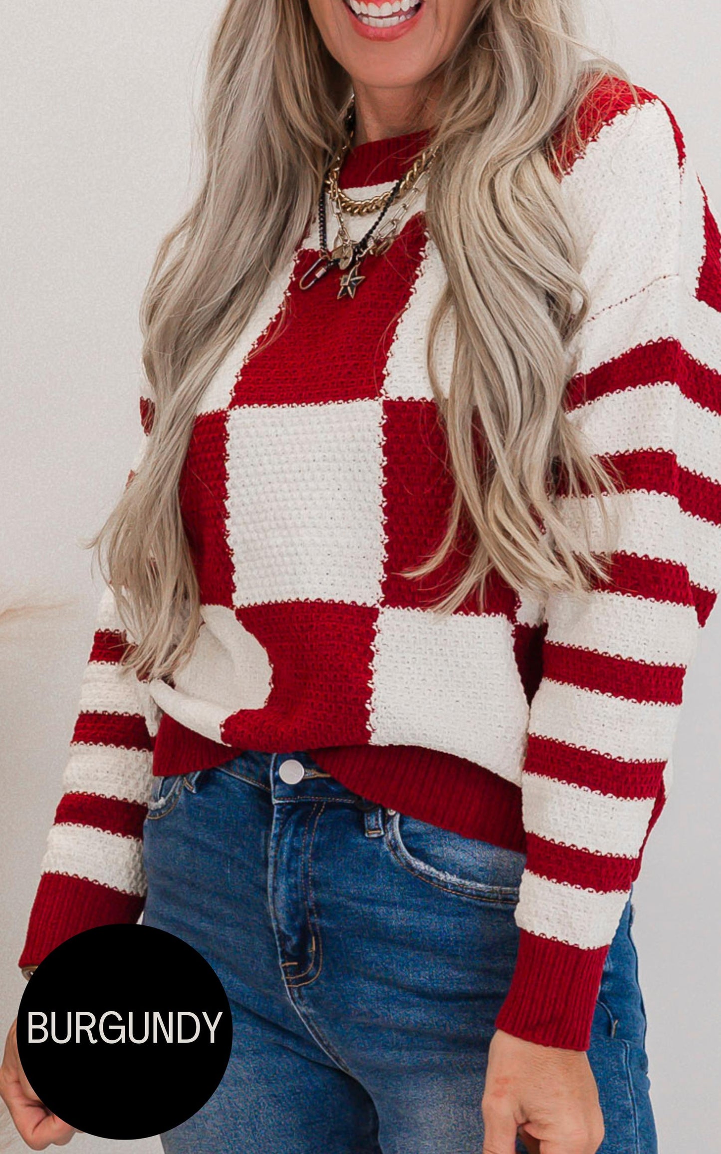 Checkmate Stripes Sweater| Salty Wave (3 COLORS)