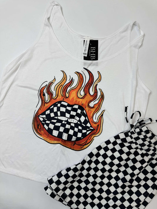 Hot Lips Slouchy Graphic Tank Top