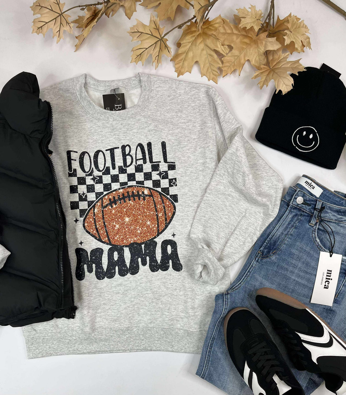 Football Mama Graphic Crewneck Sweatshirt**