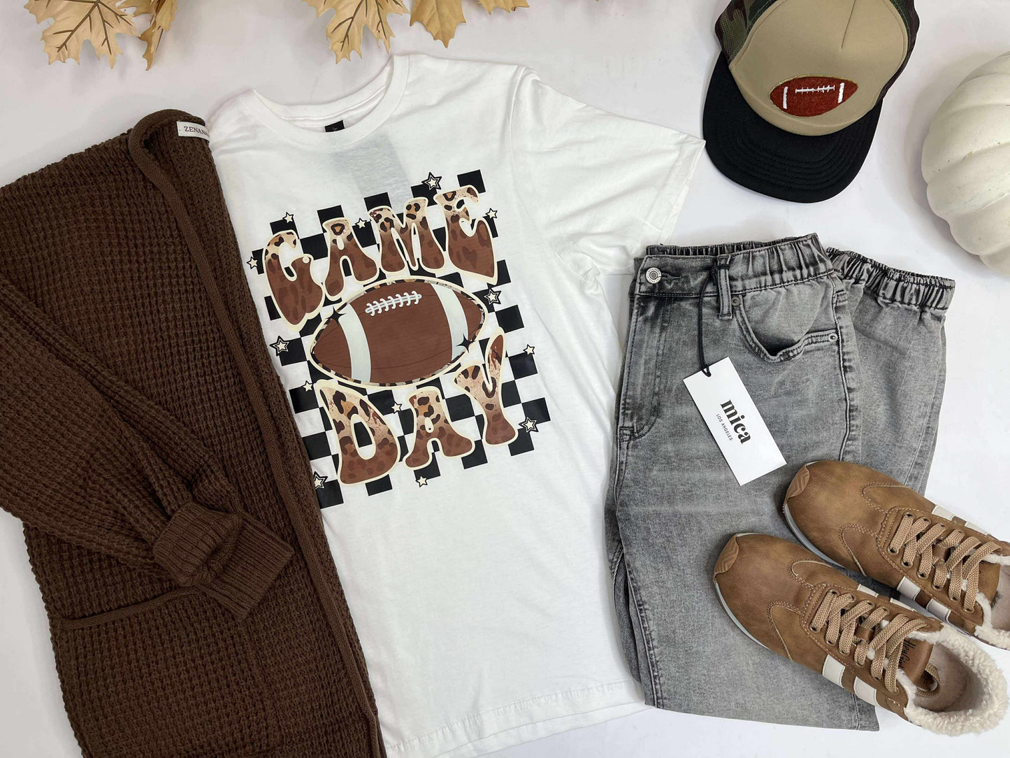 Leopard Game Day Football Checked Graphic T-shirt