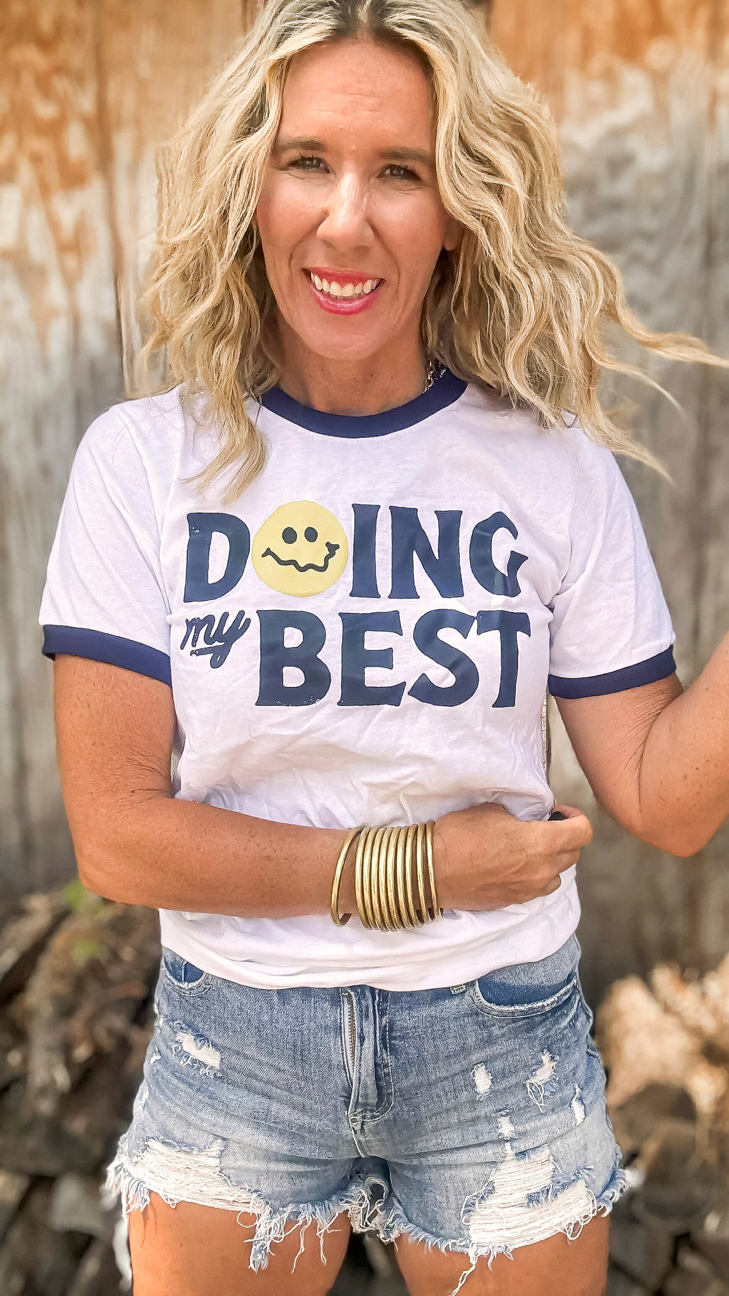 Doing My Best Ringer Graphic T-shirt