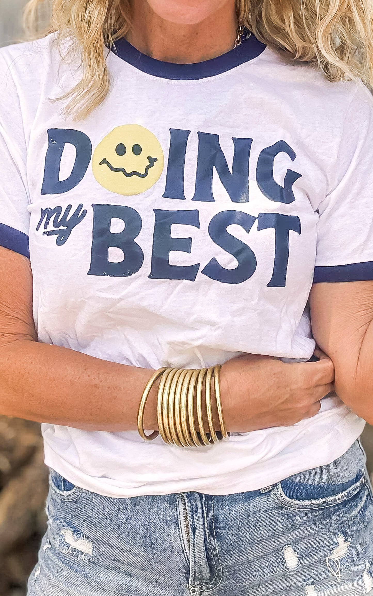 Doing My Best Ringer Graphic T-shirt