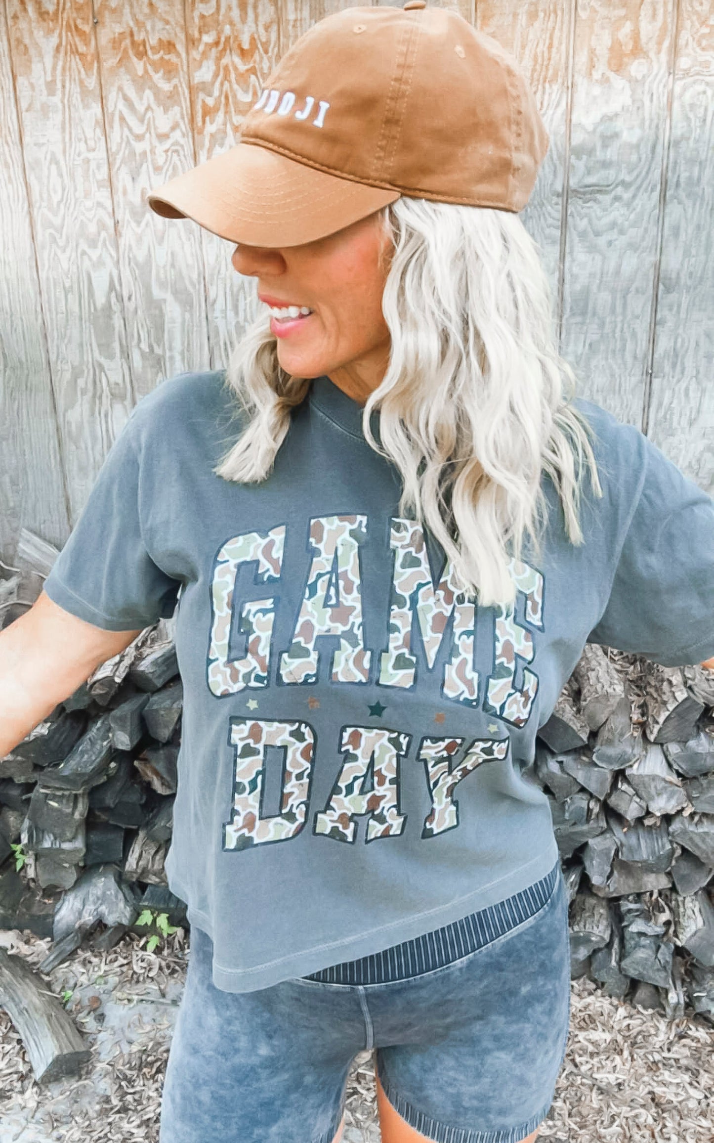 Camo Game Day Garment Dyed Graphic Boxy Crop T-shirt