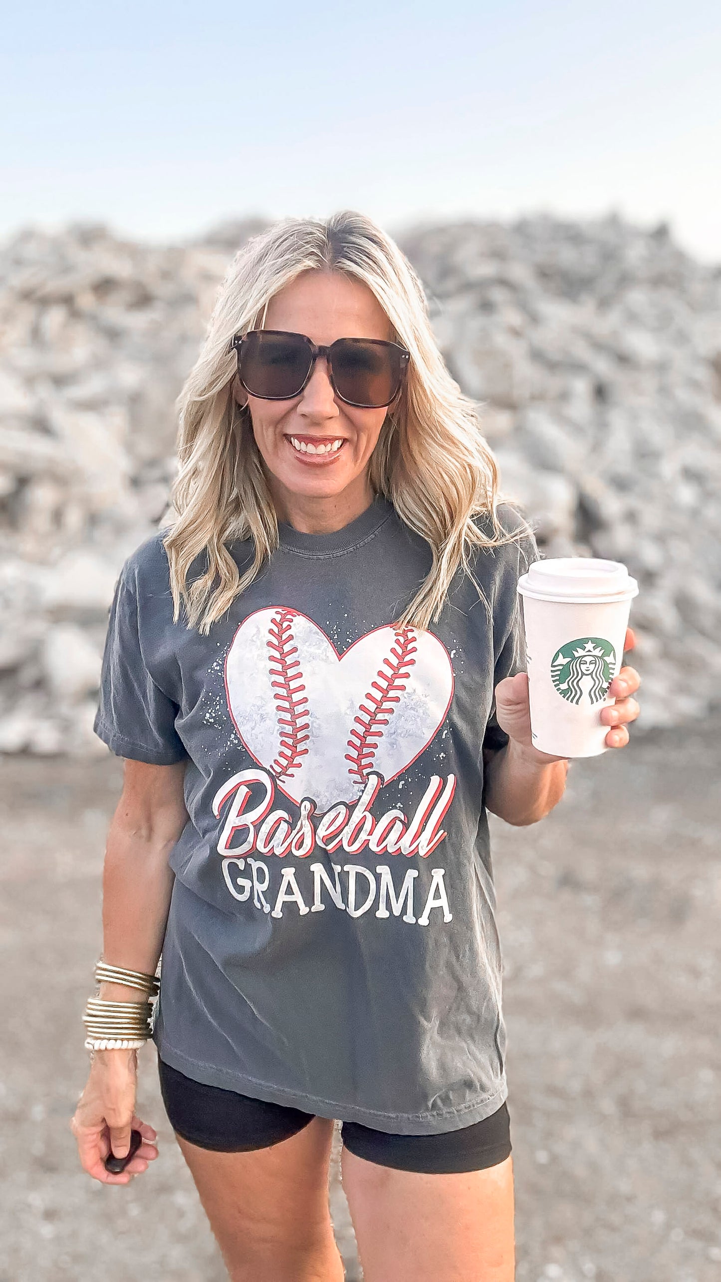 Grandma Loves Baseball Garment Dyed Graphic T-shirt - Final Sale
