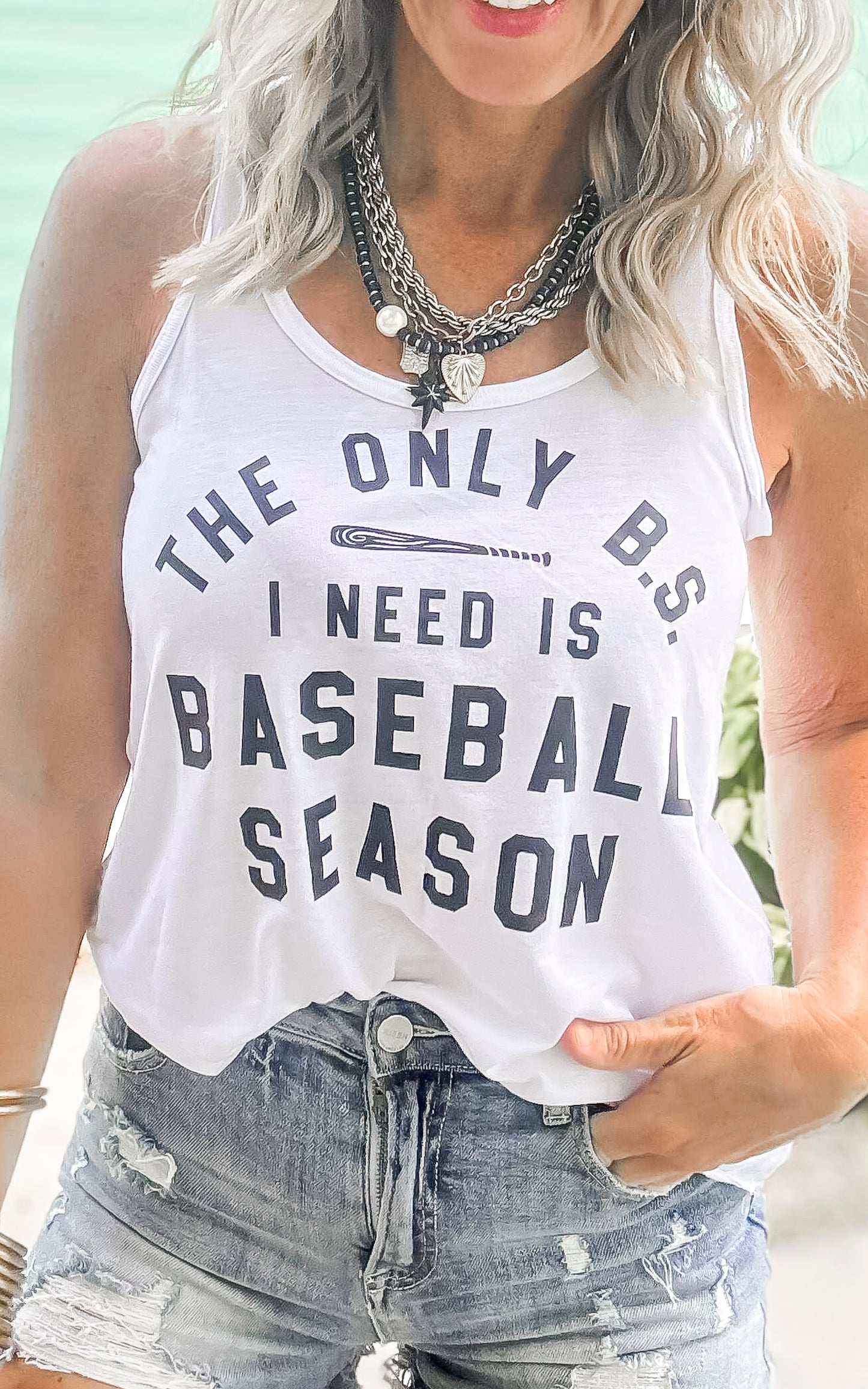The Only BS I Need is Baseball Season Graphic Racerback Tank Top
