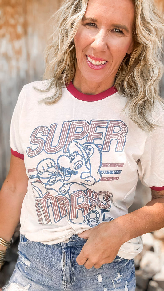 Super Mario Ringer Graphic T-shirt