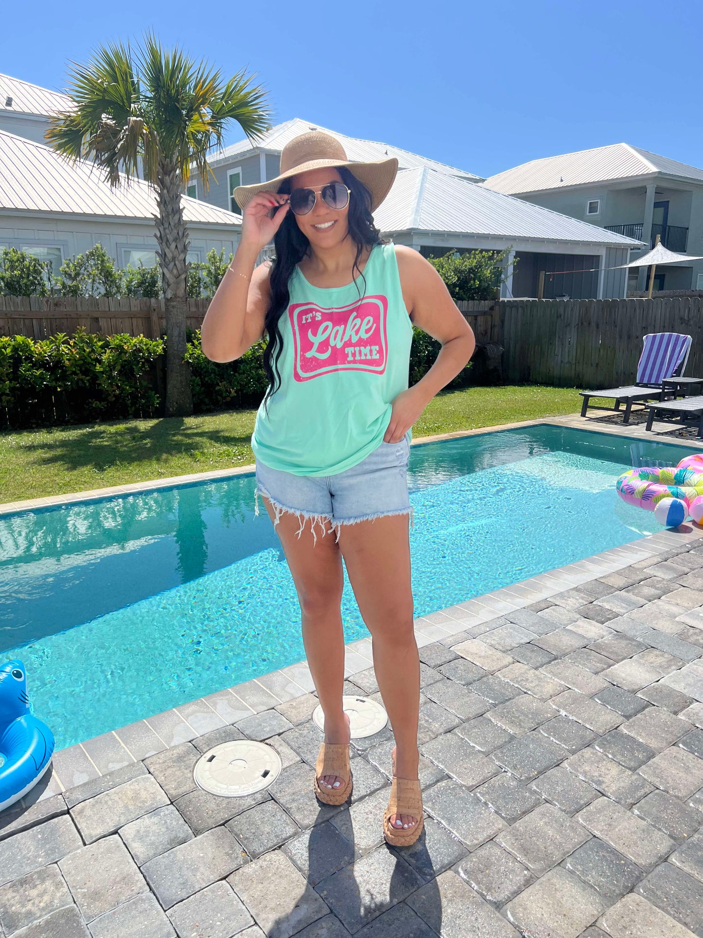 Lake Time Garment Dyed Graphic Tank Top - Final Sale