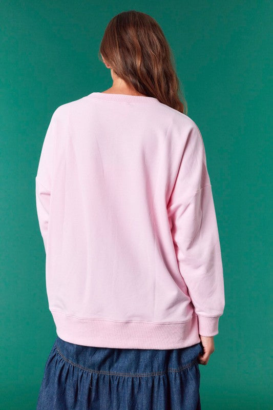 Embroidery & Sequins Lights Oversized Sweatshirt