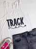 Track Mom Graphic Racerback Tank Top