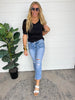 Mid-Rise Distressed Cropped w/ Slit Denim Jeans | MICA