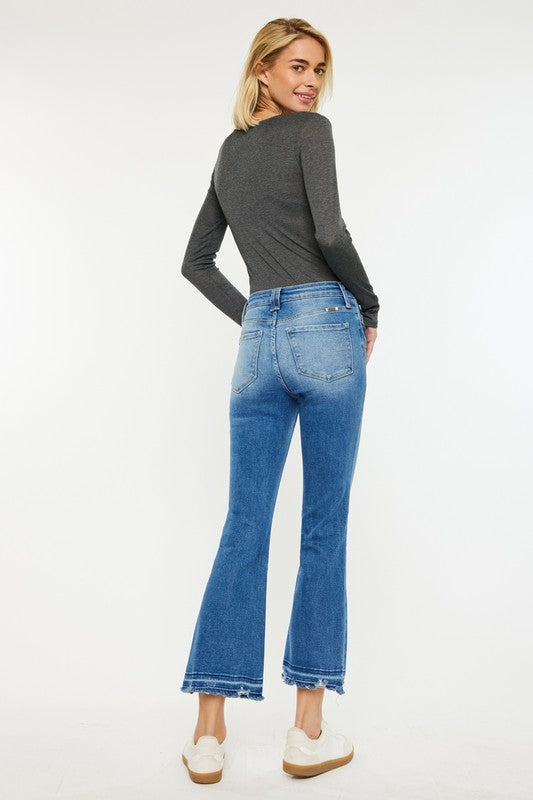 Medium Wash High Rise Crop Bootcut Denim Jeans | KanCan