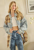 Washed Plaid Denim Mix Button Down Shacket |OLI & HALI