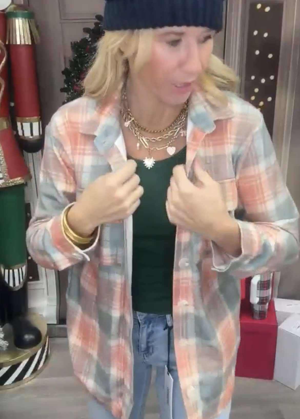 Forever Favorite Plaid Shacket in Orange Green Mocha #4 | Salty Wave *FINAL SALE