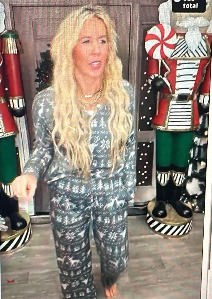Black Reindeer Long Sleeve Pajama Pant Set by Salty Wave (TOP & BOTTOM)